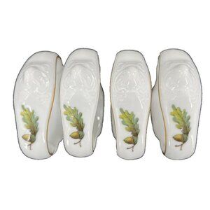 Bernadotte Porcelain‎ Wildlife Acorn Gold Guild Napkin Ring Set of 4